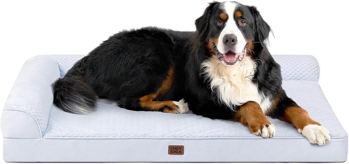 Orthopedic Dog Bed Medium Size, Memory Foam Dog Bed, Grey | Small Dog Sofa with Washable Removable Cover, Waterproof Pet Couch for Crate with Nonskid Bottom, 30x20x6