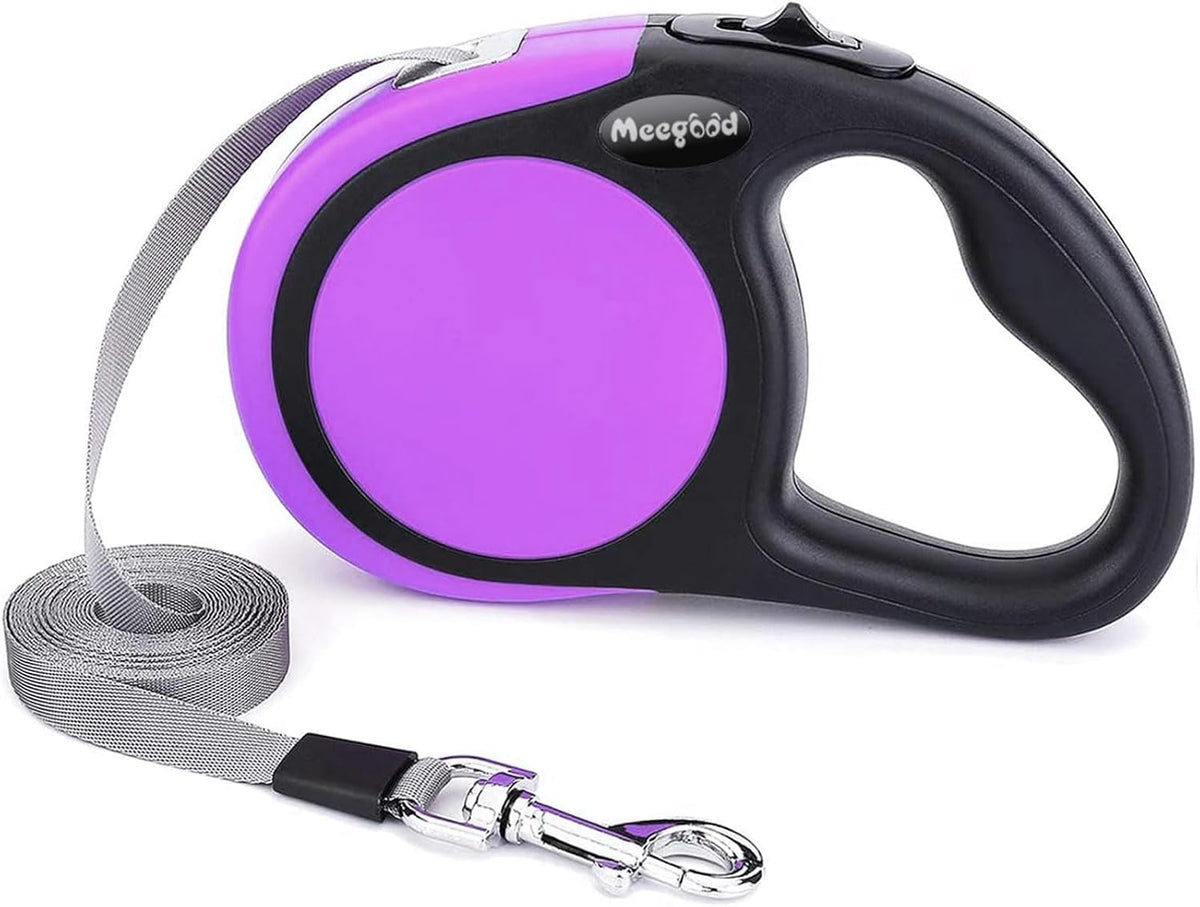 Heavy Duty Retractable Dog Leash-16ft Strong & Durable Walking Leash for S to L Dogs up to 45/115 lbs, Upgraded Lock System, Non Slip Grip, Tangle Free (Purple, Small/Medium)
