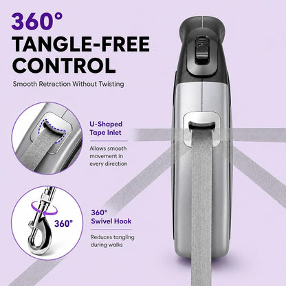 Heavy Duty Retractable Dog Leash-16ft Strong & Durable Walking Leash for S to L Dogs up to 45/115 lbs, Upgraded Lock System, Non Slip Grip, Tangle Free (Purple, Small/Medium)