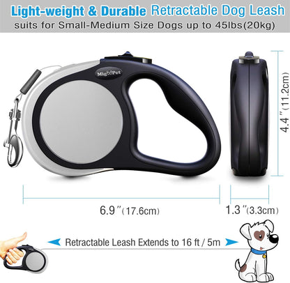 Heavy Duty Retractable Dog Leash-16ft Strong & Durable Walking Leash for S to L Dogs up to 45/115 lbs, Upgraded Lock System, Non Slip Grip, Tangle Free (Purple, Small/Medium)