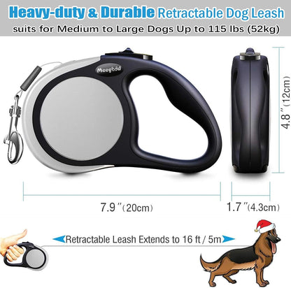 Heavy Duty Retractable Dog Leash-16ft Strong & Durable Walking Leash for S to L Dogs up to 45/115 lbs, Upgraded Lock System, Non Slip Grip, Tangle Free (Purple, Small/Medium)