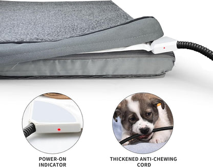 Heated Pet Beds for Indoor/Outdoor Cat & Dog Orthopedic Foam Warming Cat Beds Auto Temperature Control, Washable Cover with Waterproof Liner Thermo Kitty Electric Heating Bed
