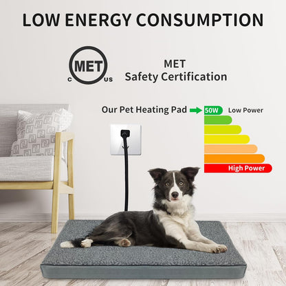 Heated Pet Beds for Indoor/Outdoor Cat & Dog Orthopedic Foam Warming Cat Beds Auto Temperature Control, Washable Cover with Waterproof Liner Thermo Kitty Electric Heating Bed