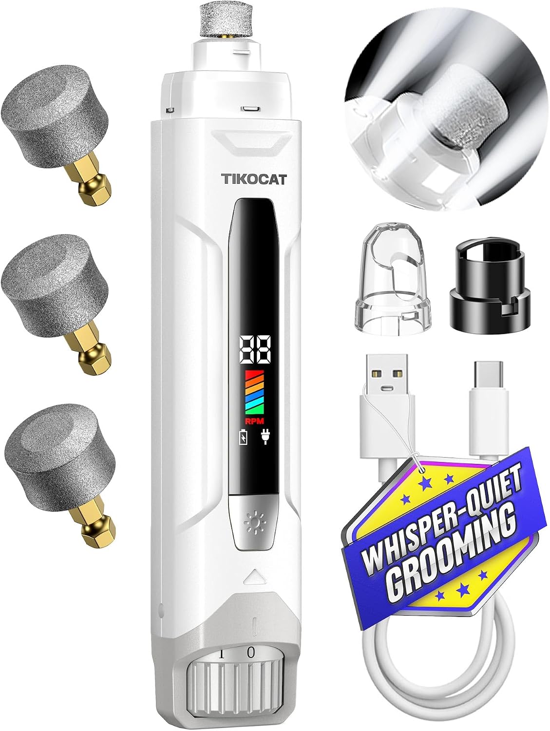 Whisper-Quiet Dog Nail Grinder 50%More Power for Sensitive Dogs,Cat