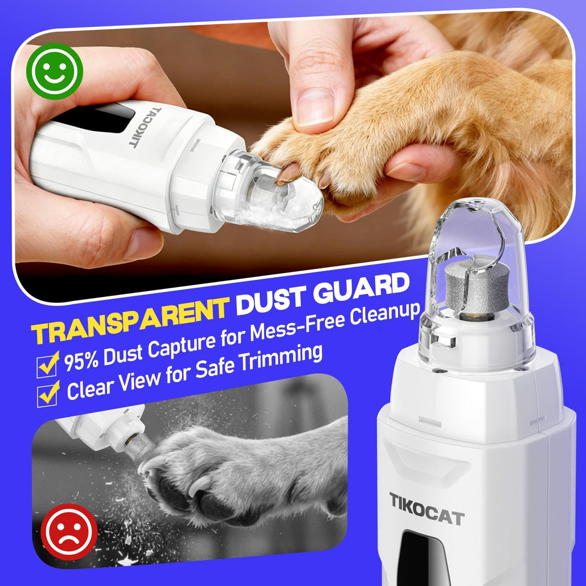 Whisper-Quiet Dog Nail Grinder 50%More Power for Sensitive Dogs,Cat