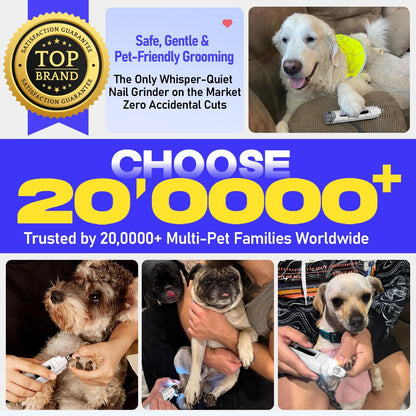 Whisper-Quiet Dog Nail Grinder 50%More Power for Sensitive Dogs,Cat