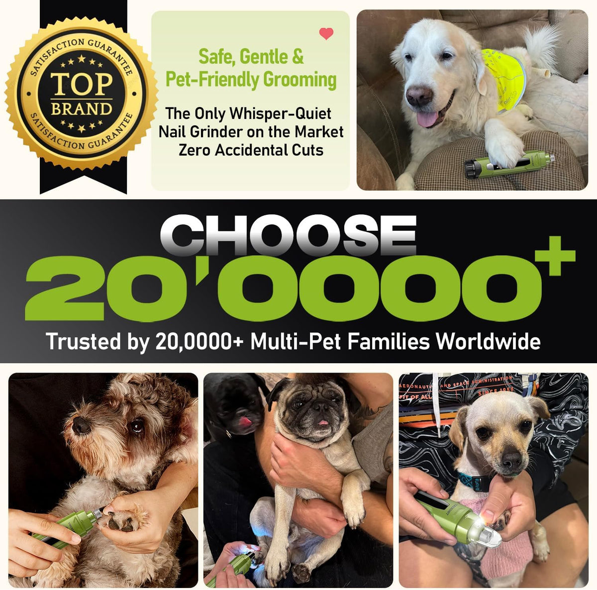 Whisper-Quiet Dog Nail Grinder 50%More Power for Sensitive Dogs,Cat