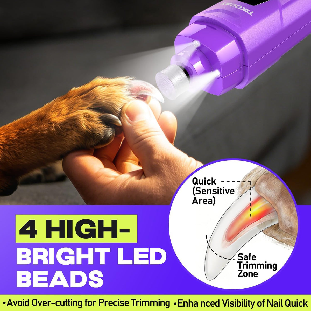 Whisper-Quiet Dog Nail Grinder 50%More Power for Sensitive Dogs,Cat