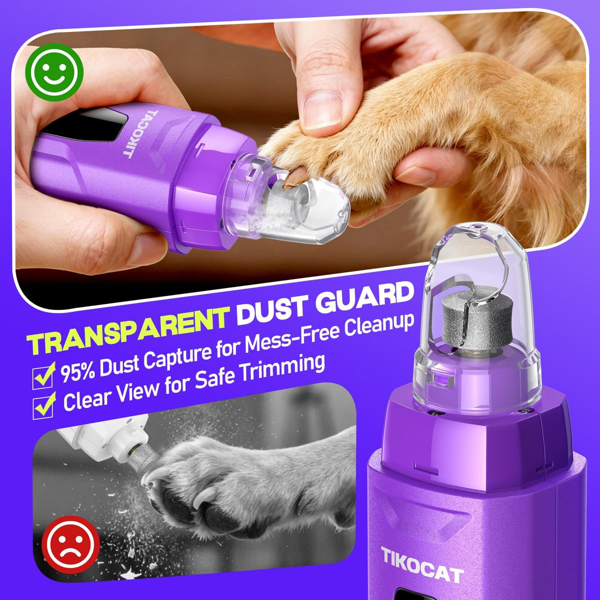 Whisper-Quiet Dog Nail Grinder 50%More Power for Sensitive Dogs,Cat