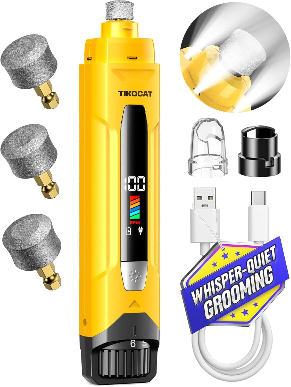 Whisper-Quiet Dog Nail Grinder 50%More Power for Sensitive Dogs,Cat
