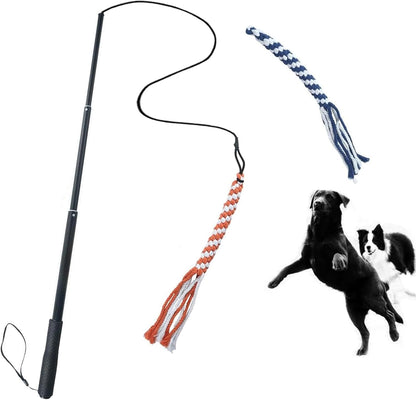 Dog Extendable Teaser Wand Pet Flirt Stick Pole Puppy Chasing Tail Interactive Toy for Small Medium Large Dogs Training Playing Exercise