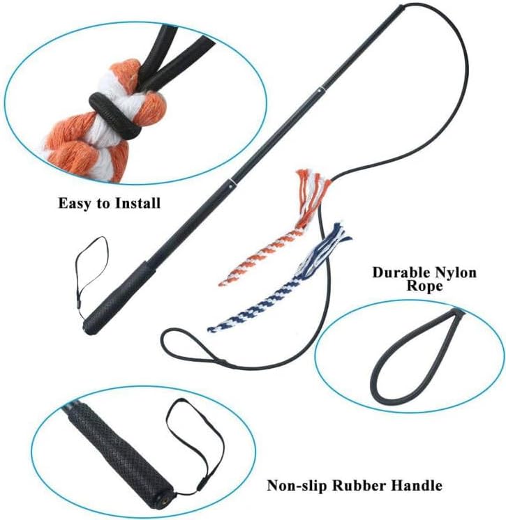 Dog Extendable Teaser Wand Pet Flirt Stick Pole Puppy Chasing Tail Interactive Toy for Small Medium Large Dogs Training Playing Exercise