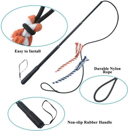 Dog Extendable Teaser Wand Pet Flirt Stick Pole Puppy Chasing Tail Interactive Toy for Small Medium Large Dogs Training Playing Exercise
