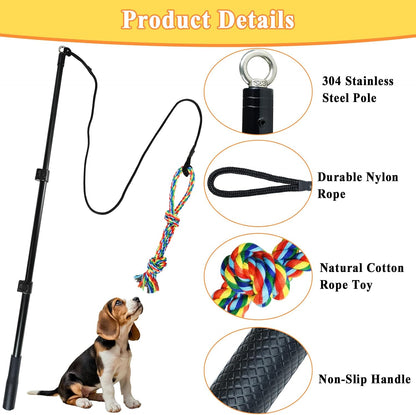 Dog Extendable Teaser Wand Pet Flirt Stick Pole Puppy Chasing Tail Interactive Toy for Small Medium Large Dogs Training Playing Exercise