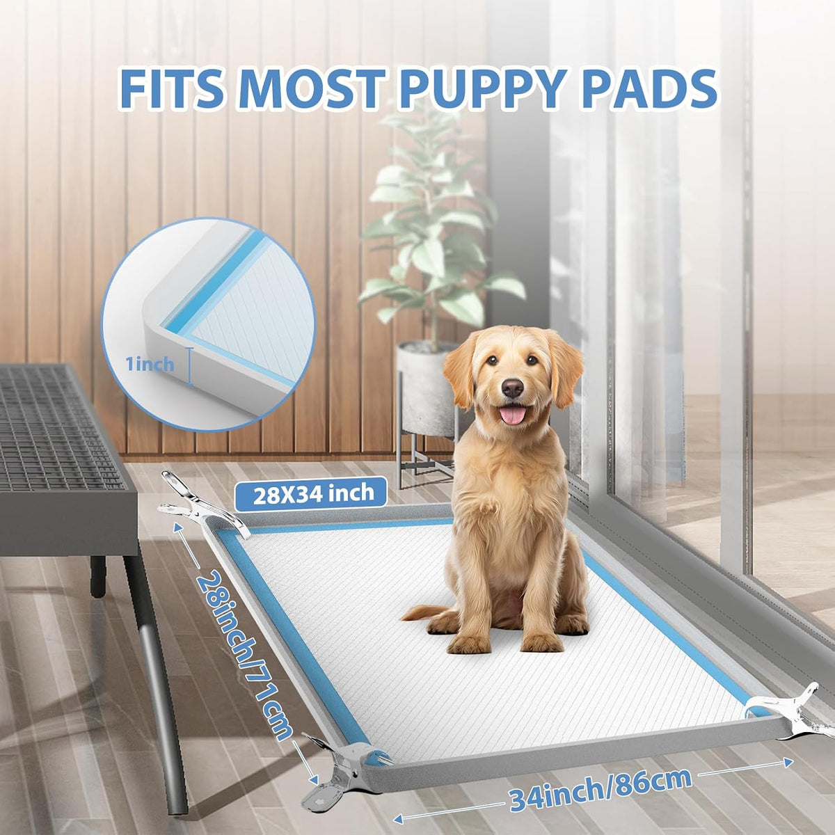 Dog Pee Pad Holder, Fits Up to 28"x 34" Pee Pads, Floor Protection