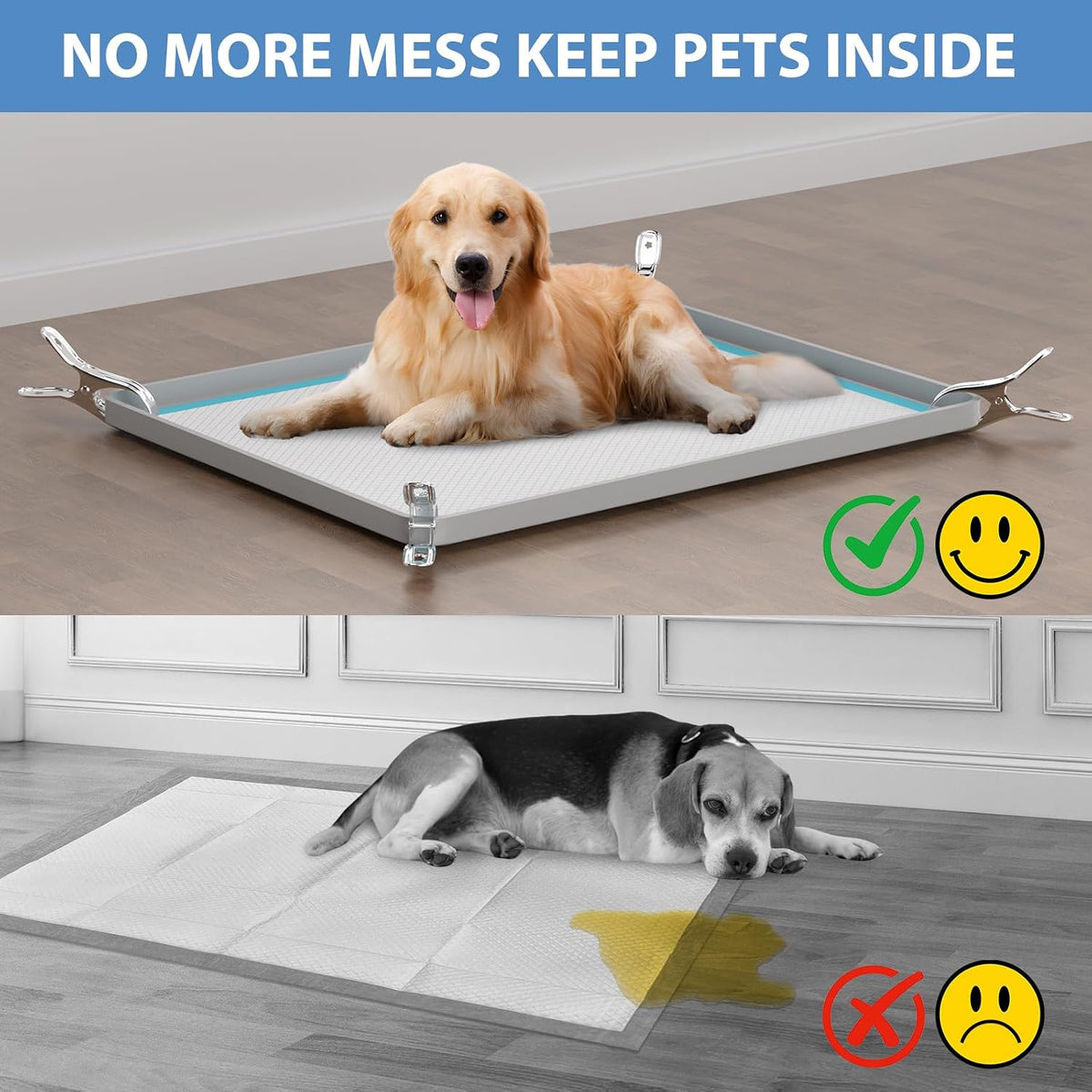 Dog Pee Pad Holder, Fits Up to 28"x 34" Pee Pads, Floor Protection