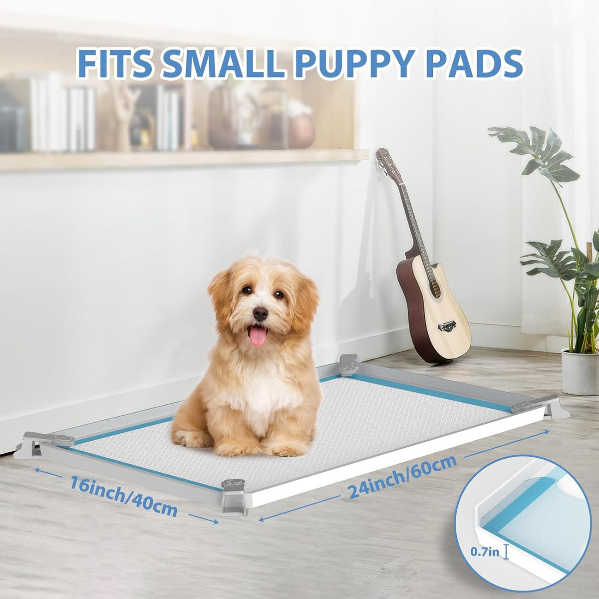 Dog Pee Pad Holder, Fits Up to 28"x 34" Pee Pads, Floor Protection