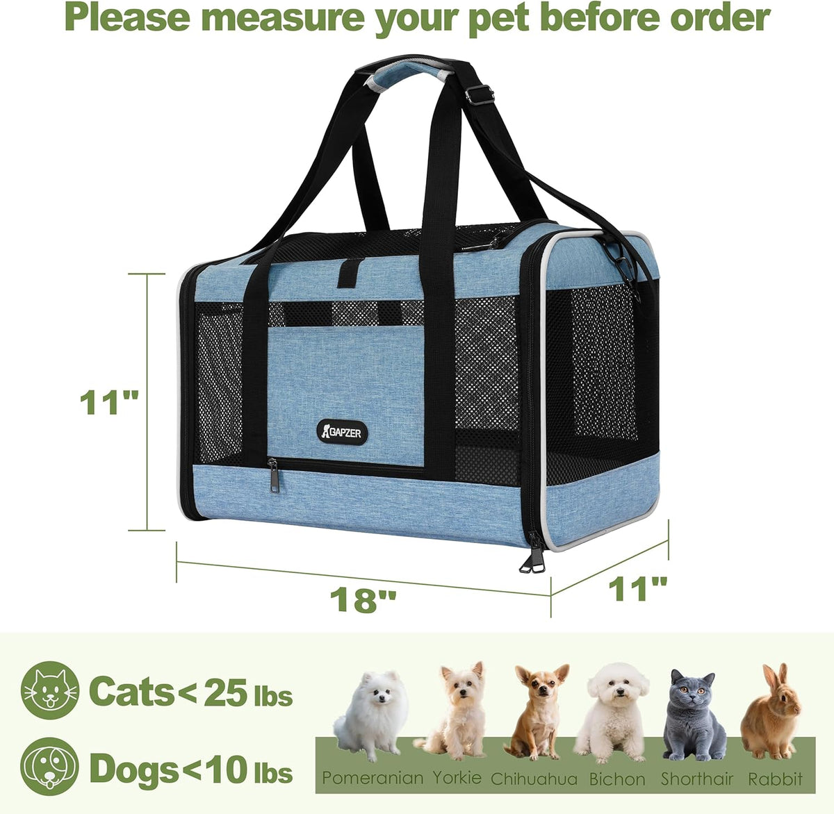 Cat Carrier American Airline Approved 18x11x11,Top Opening Pet Cage
