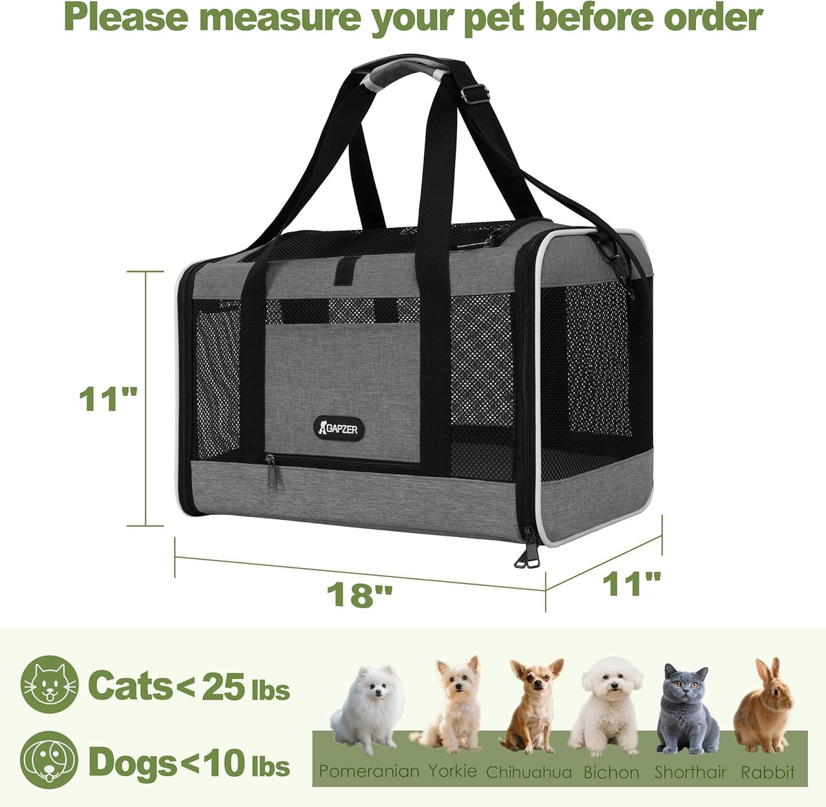Cat Carrier American Airline Approved 18x11x11,Top Opening Pet Cage