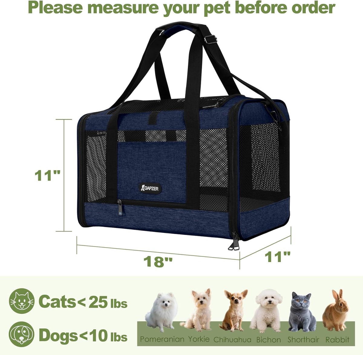 Cat Carrier American Airline Approved 18x11x11,Top Opening Pet Cage