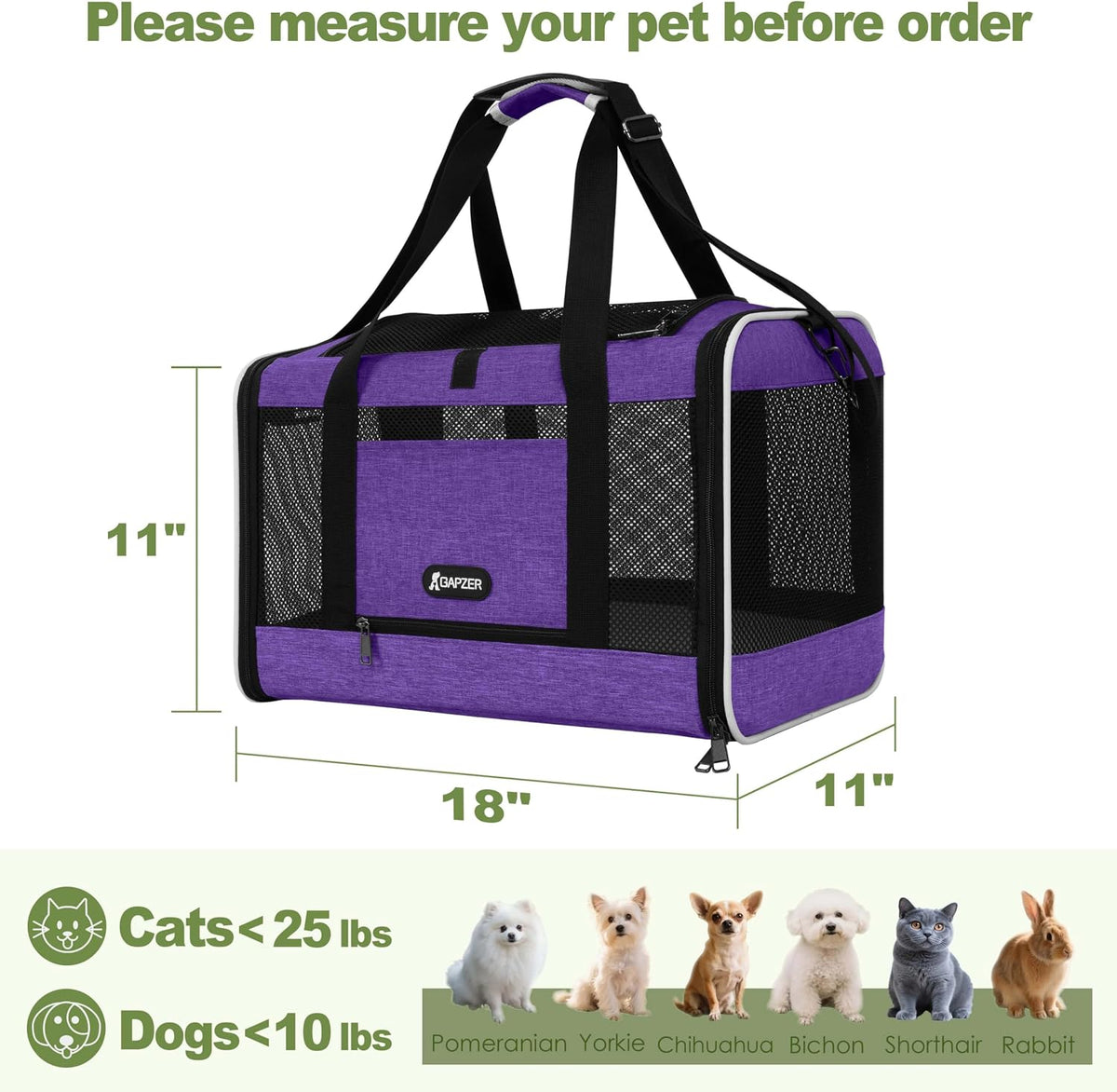 Cat Carrier American Airline Approved 18x11x11,Top Opening Pet Cage