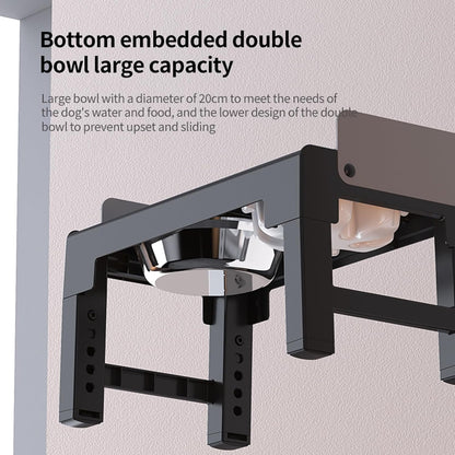 Elevated Dog Bowls for Medium and Large Dogs, Spill-Proof Tiltable Dog Feeder with Slow Feeder Bowl and Stainless Steel Water Bowl, 6-Height Adjustable Raised Dog Bowl Stand