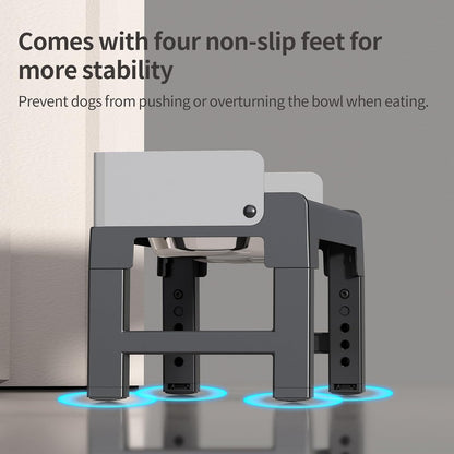 Elevated Dog Bowls for Medium and Large Dogs, Spill-Proof Tiltable Dog Feeder with Slow Feeder Bowl and Stainless Steel Water Bowl, 6-Height Adjustable Raised Dog Bowl Stand