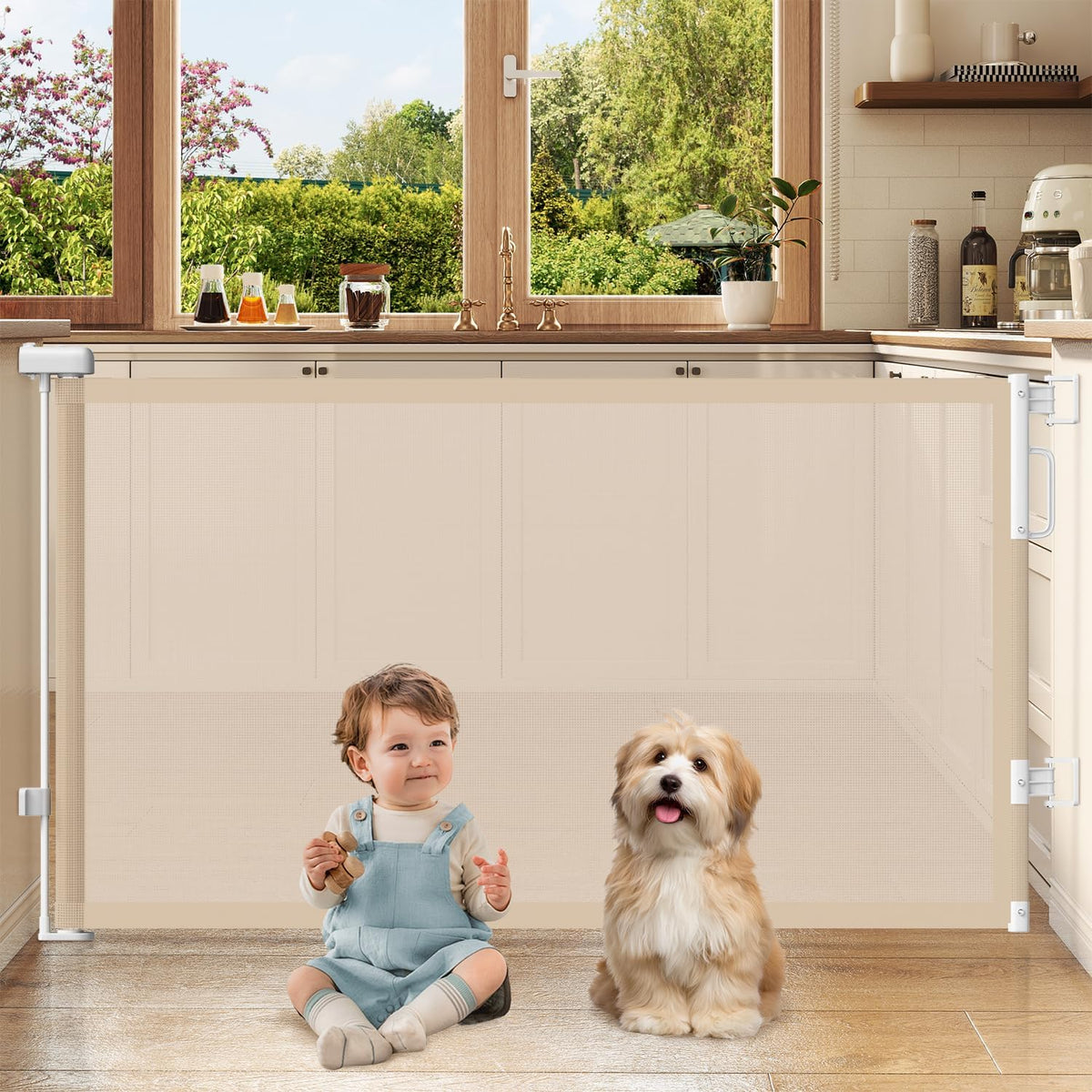 Retractable Baby Gates for Doorway, 58" Wide Mesh Dog Gate for Stair