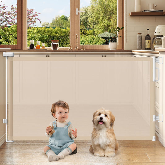 Retractable Baby Gates for Doorway, 58" Wide Mesh Dog Gate for Stair