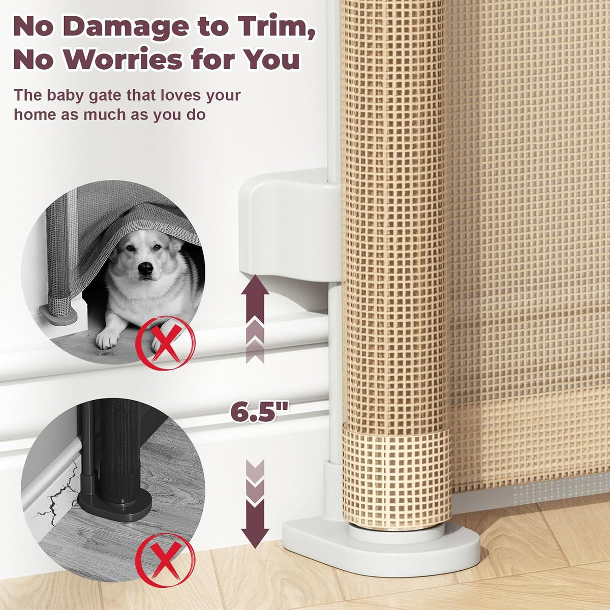 Retractable Baby Gates for Doorway, 58" Wide Mesh Dog Gate for Stair