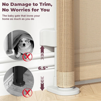 Retractable Baby Gates for Doorway, 58" Wide Mesh Dog Gate for Stair