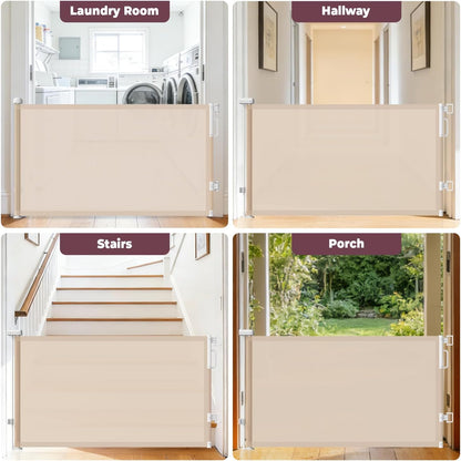 Retractable Baby Gates for Doorway, 58" Wide Mesh Dog Gate for Stair
