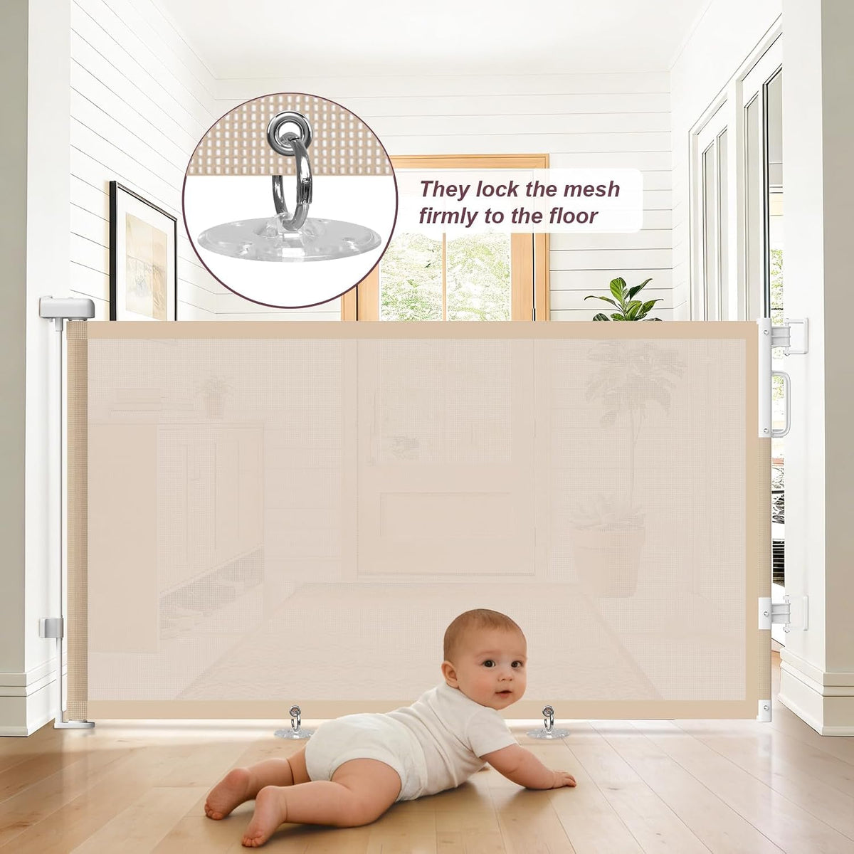 Retractable Baby Gates for Doorway, 58" Wide Mesh Dog Gate for Stair