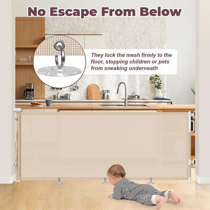 Retractable Baby Gates for Doorway, 58" Wide Mesh Dog Gate for Stair