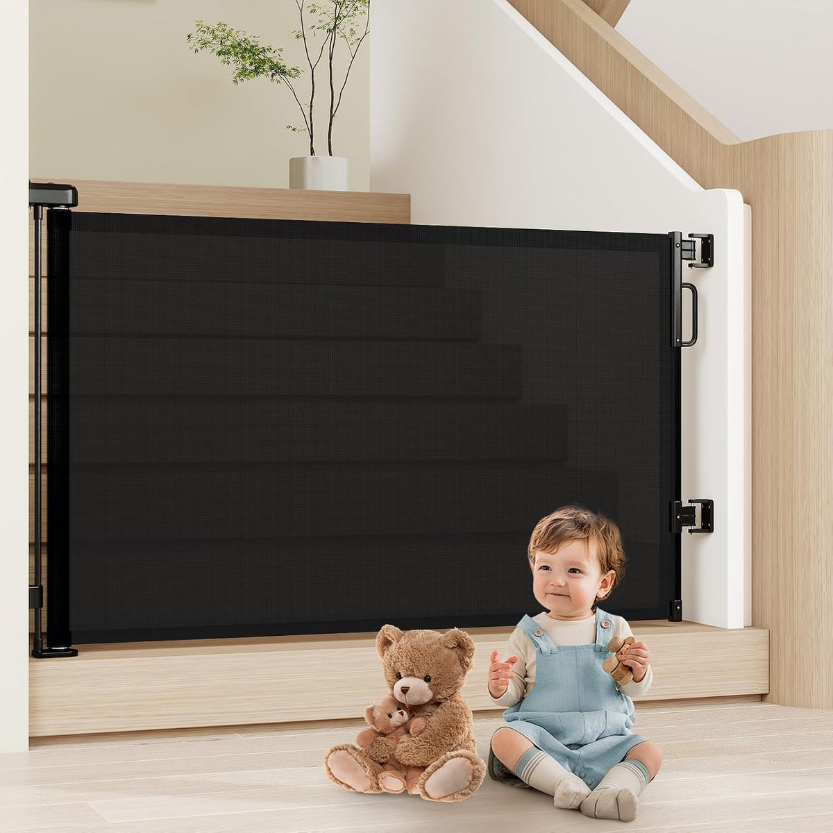 Retractable Baby Gates for Doorway, 58" Wide Mesh Dog Gate for Stair