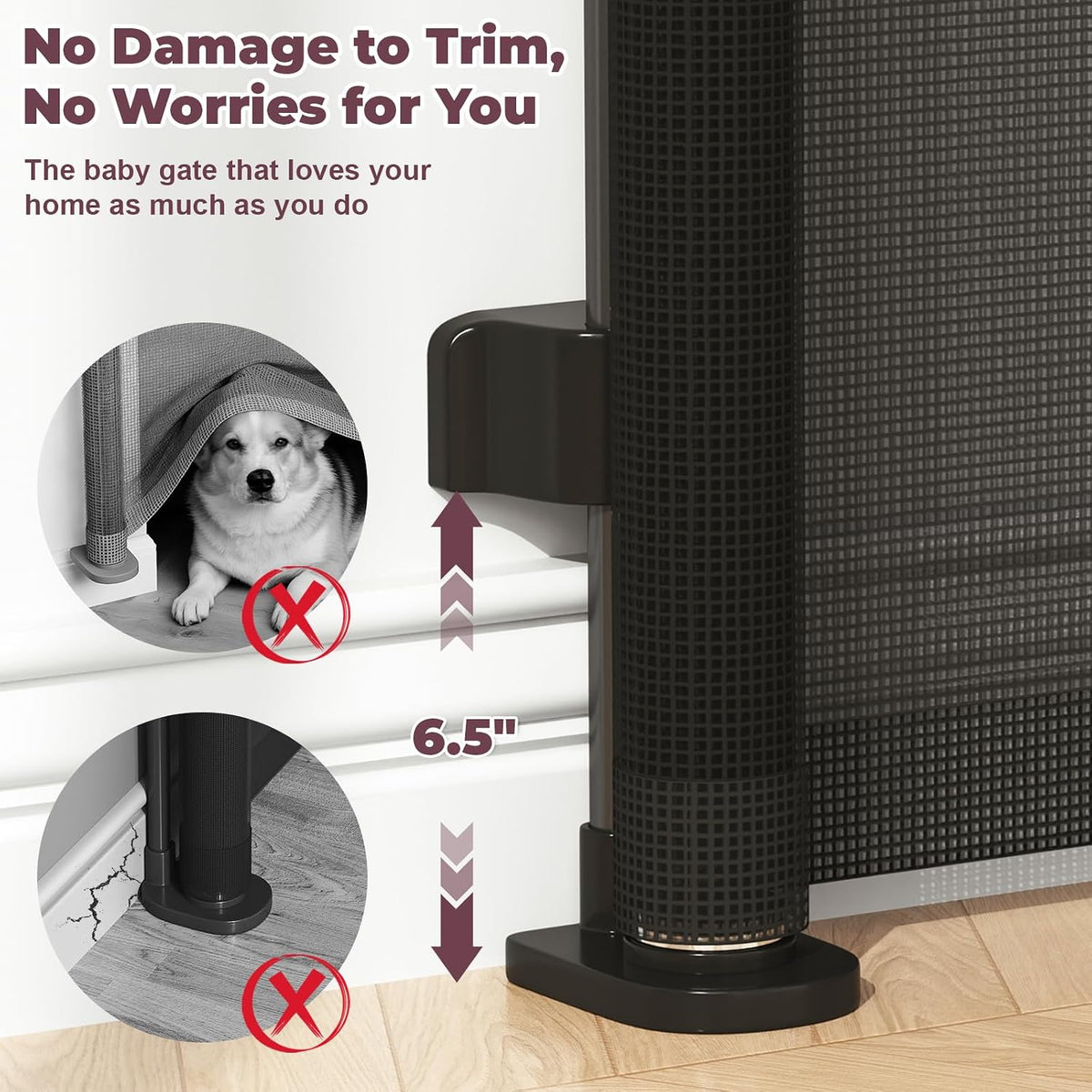 Retractable Baby Gates for Doorway, 58" Wide Mesh Dog Gate for Stair
