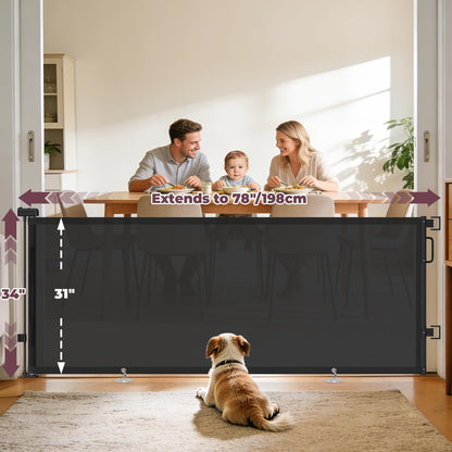 Retractable Baby Gates for Doorway, 58" Wide Mesh Dog Gate for Stair