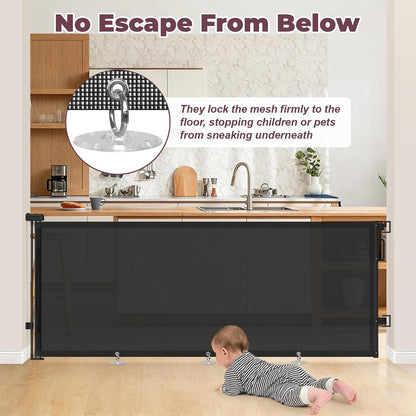 Retractable Baby Gates for Doorway, 58" Wide Mesh Dog Gate for Stair