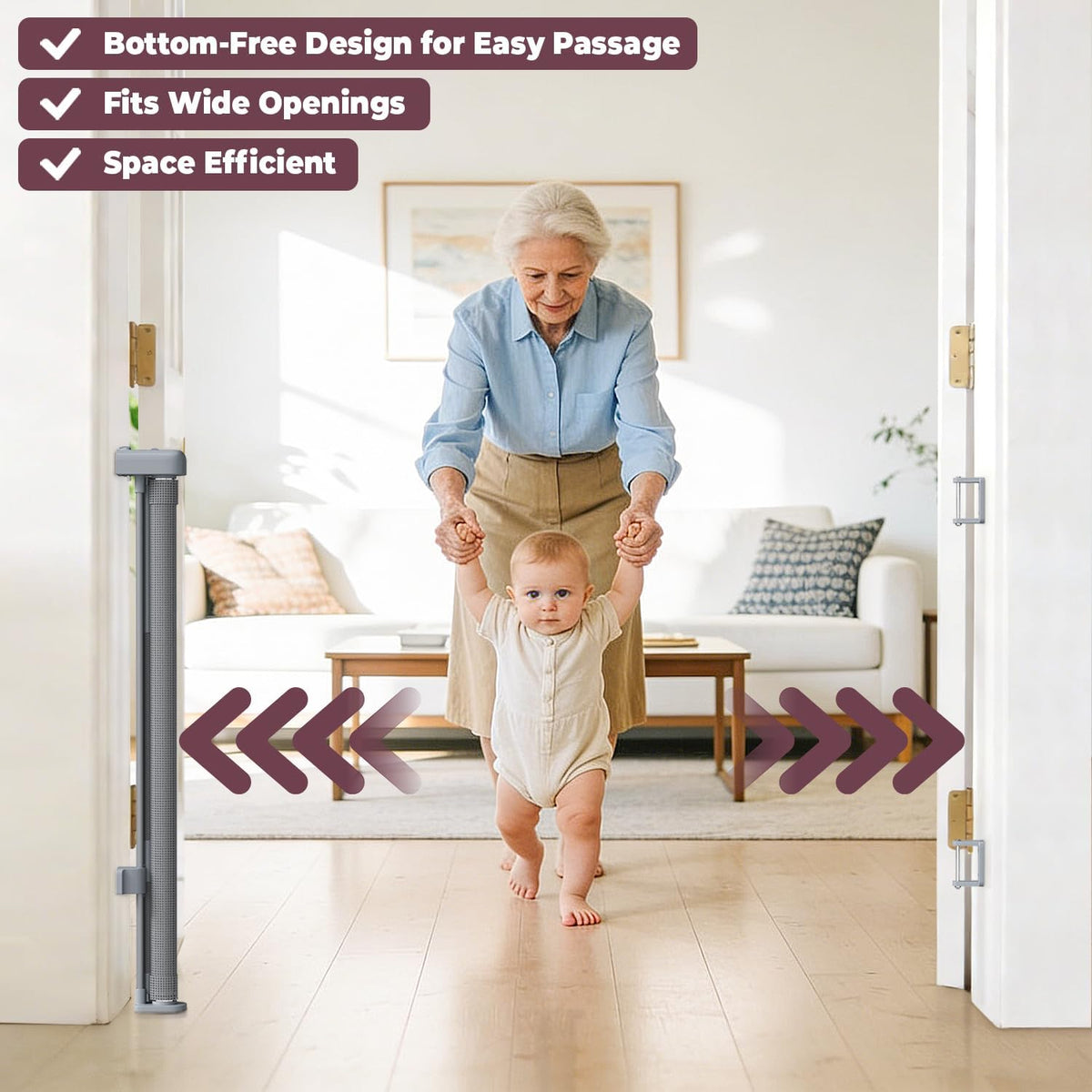 Retractable Baby Gates for Doorway, 58" Wide Mesh Dog Gate for Stair