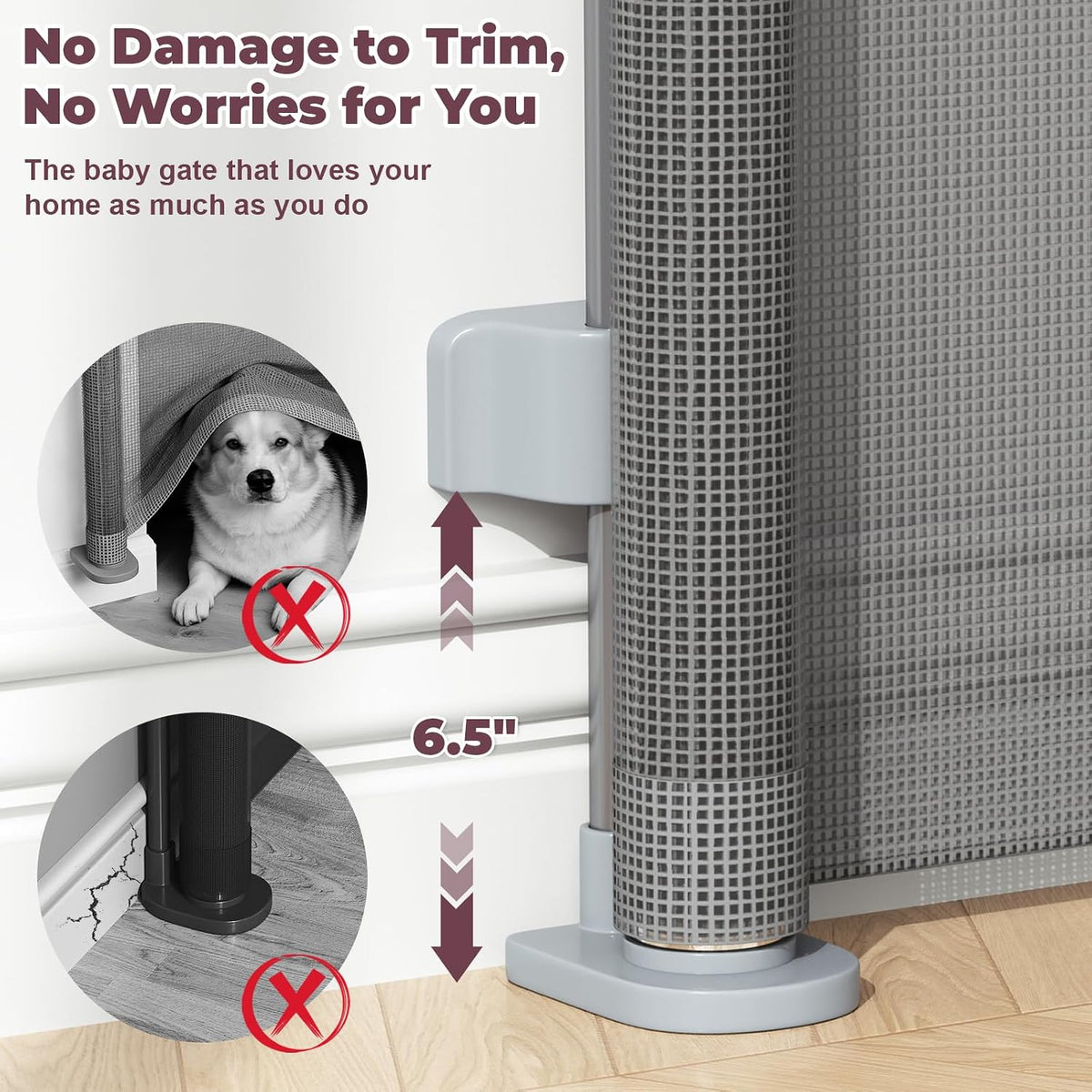 Retractable Baby Gates for Doorway, 58" Wide Mesh Dog Gate for Stair