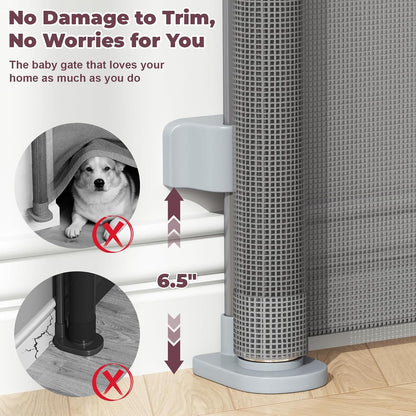 Retractable Baby Gates for Doorway, 58" Wide Mesh Dog Gate for Stair