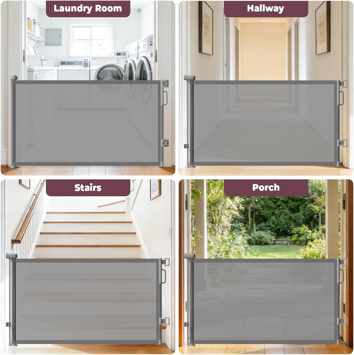 Retractable Baby Gates for Doorway, 58" Wide Mesh Dog Gate for Stair