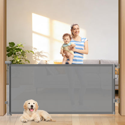 Retractable Baby Gates for Doorway, 58" Wide Mesh Dog Gate for Stair