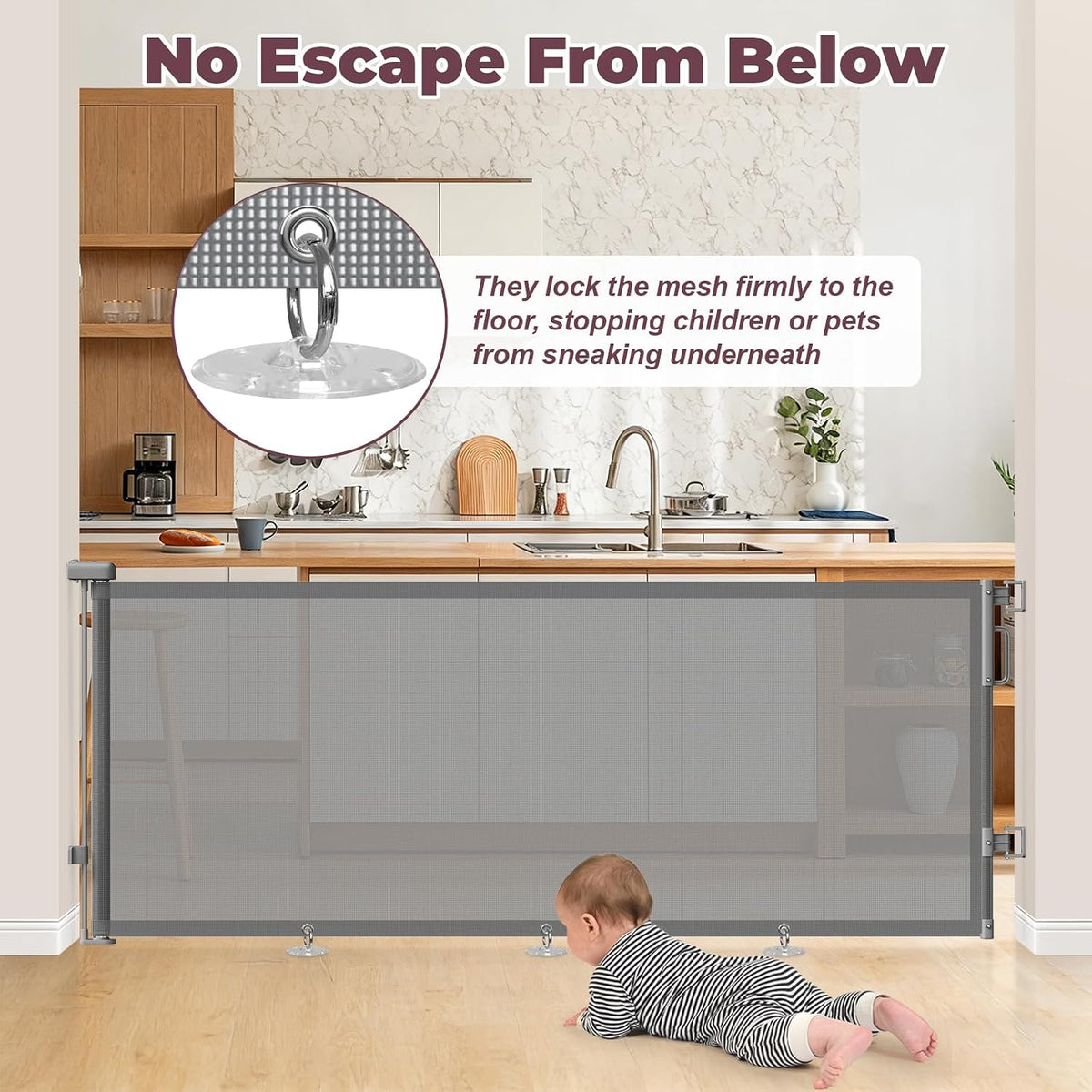 Retractable Baby Gates for Doorway, 58" Wide Mesh Dog Gate for Stair