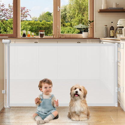 Retractable Baby Gates for Doorway, 58" Wide Mesh Dog Gate for Stair