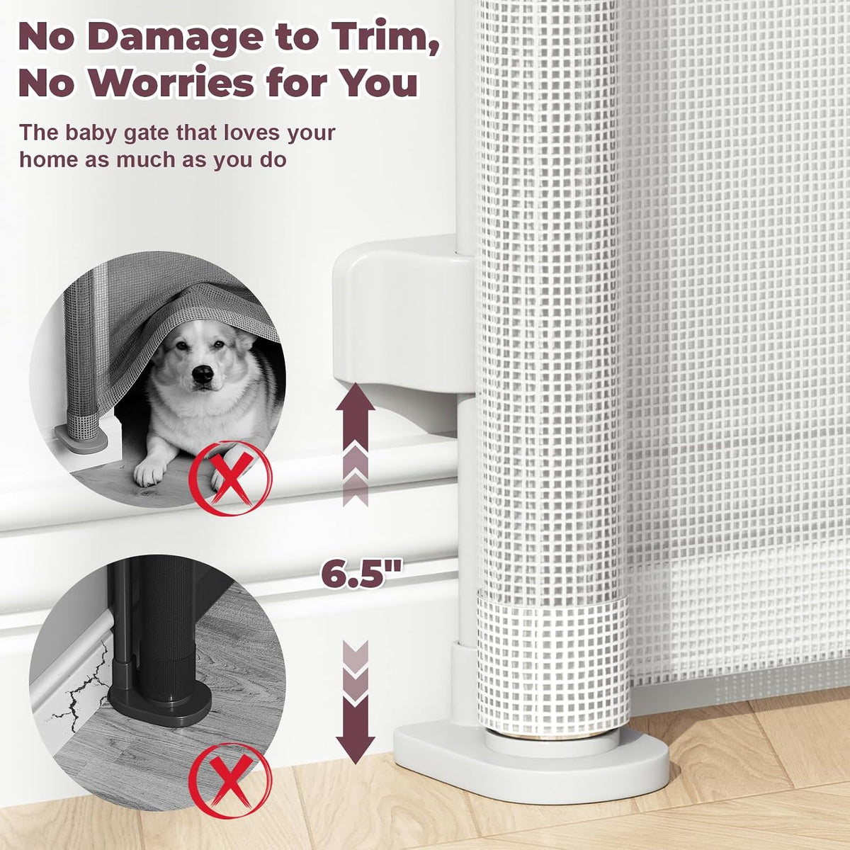 Retractable Baby Gates for Doorway, 58" Wide Mesh Dog Gate for Stair