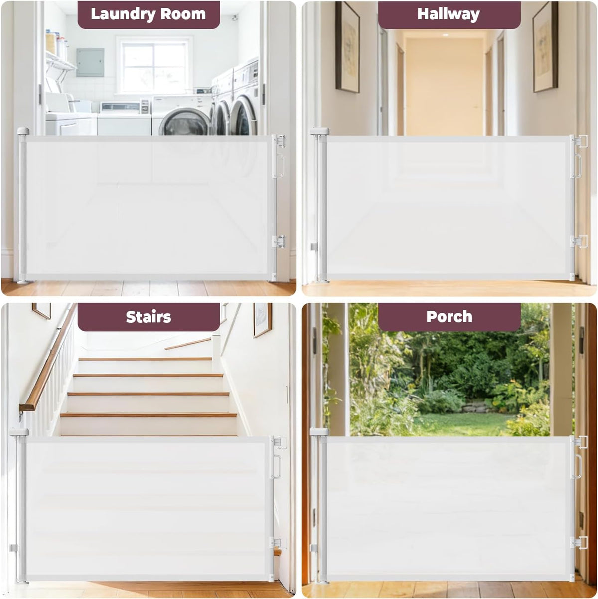Retractable Baby Gates for Doorway, 58" Wide Mesh Dog Gate for Stair