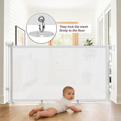 Retractable Baby Gates for Doorway, 58" Wide Mesh Dog Gate for Stair