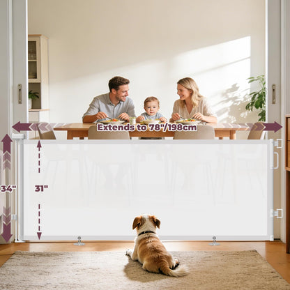 Retractable Baby Gates for Doorway, 58" Wide Mesh Dog Gate for Stair