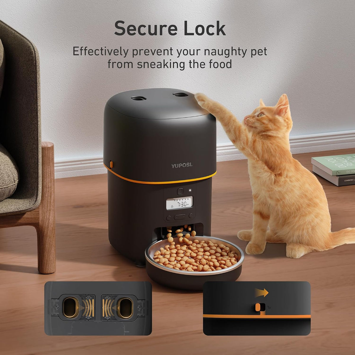 Automatic Cat Feeder, 3L Cat Food Dispenser with Anti-Jam Design, Over 180-day Battery Life, 1-6 Meals Per Day with Stainless Steel Cat Bowl, Keep Dry Food Fresh, Timed Pet Feeder Also for Small Dog